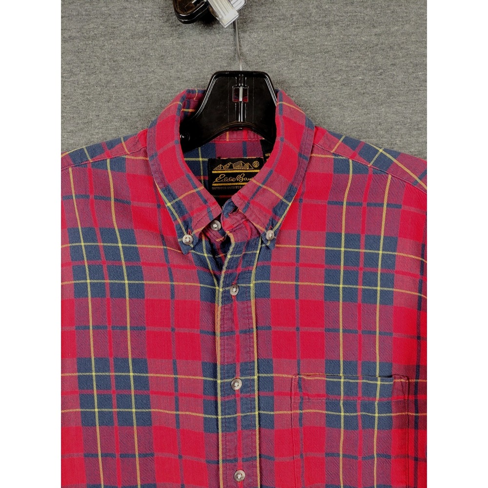 Eddie Bauer Mens Shirt S Red Plaid Bainbridge Flannel Lumberjack Fall PNW VTG
